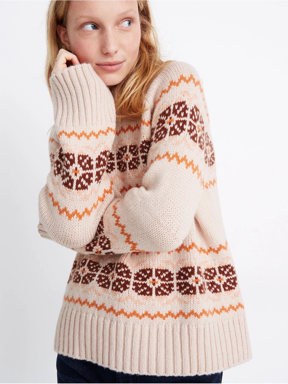 Madewell Overbrook Fair Isle Mockneck Sweater, EUC